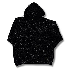 Nouveaux sweats à capuche pour hommes élégants, lavés à l'acide, brodés, 100% coton molletonné, entièrement ornés de strass 3MM, personnalisés, à manches longues, cousus - Product Image 5