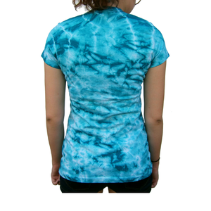 Camiseta informal de manga corta para mujer personalizada de alta calidad, camisetas con tinte de corbata, camisetas holgadas con cuello redondo para mujer de proveedor BD para el verano - Product Image 5