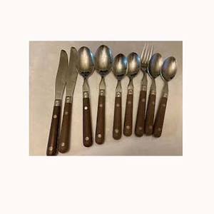 Nouveau Personnaliser En Acier Inoxydable Plaqué Argent Couverts Élégant En Bois Long Rond Simple poignée Couverts Louche - Product Image 1