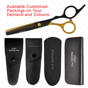 กรรไกรซอยผมระดับมืออาชีพ Plasma Black and Gold สำหรับร้านทำผม กรรไกรตัดแต่งทรงผมแบบฟันเลื่อย กรรไกรตัดผมสำหรับช่างตัดผม ขายส่ง Bahasa Pro - Product Image 6