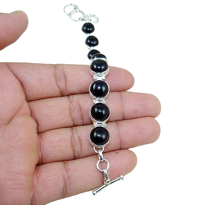 Regalo para boda Plata de Ley 925 sólida Piedra preciosa de ónix negro Pulsera de plata fina hecha a mano Joyería de plata esterlina - Product Image 1