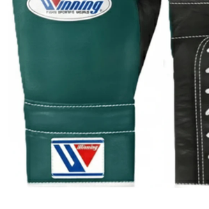 Winning <b>Lace</b> Up Boxing <b>Gloves</b> Dark Green <b>Black</b> Premium Genuine Leather Pro Fight Training Sparring <b>Gloves</b> <b>Lace</b> Closure 8oz 10oz - Product Image 6