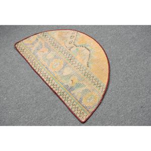 Vintage Turkish Rug 2.5x1.5 ft (75x45 cm), <b>Yellow</b> Blue Abstract Rug - Product Image 2