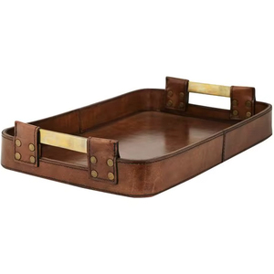 Elegante bandeja de cuero adecuada para la celebración de las comodidades de la habitación de invitados o servicio de comida formal en banquetes y eventos - Product Image 1
