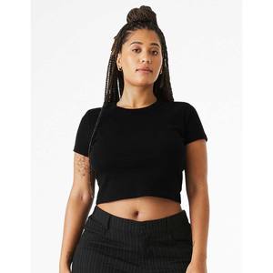Bella Canvas Bella <b>womens</b> Poly-Cotton Crop <b>T</b>-<b>Shirt</b>(6681)-<b>WHITE</b> - Product Image 6
