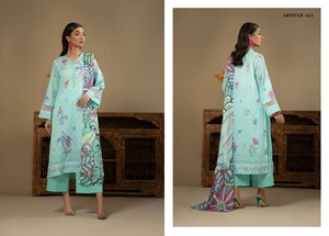 Costumes d'été élégants en coton pour femmes col en V grande taille Shalwar Kameez et robe de Faisalabad - Product Image 5
