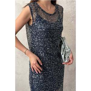 Robe ample à paillettes bleu marine - Bleu marine - Product Image 4