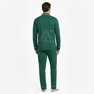 Conjunto de Pijama de Satén para Hombre al por Mayor, Camisa de Manga Larga con Botones, Ropa de Dormir Cómoda, Transpirable, Antibacteriana, OEM Personalizable - Product Image 2