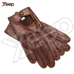 Gants de conduite pour hommes en cuir perforé, antidérapants, imperméables, personnalisables, légers, respirants, design classique, style intègre - Product Image 6