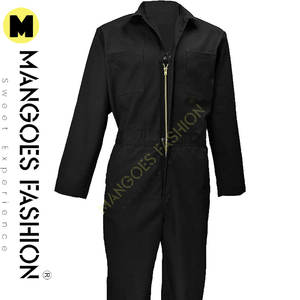 Mono de sarga de manga larga con cremallera para hombre, resistente a las manchas y arrugas, proveedor mayorista de monos de color negro - Product Image 2