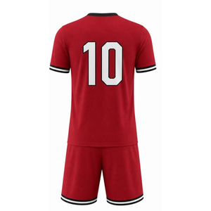 Ensemble de maillot de football bleu marine pour homme avec numéro 10, col en V, manches courtes, polyester respirant, uniforme pour adultes, toutes saisons - Product Image 4