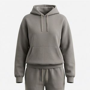 Conjunto Deportivo de Dos Piezas para Mujer, Talla Grande, con Capucha, Estampado Informal, para Invierno, 100% Algodón, para Gimnasio y Ejercicio - Product Image 1