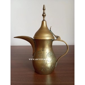 High Quality Arabic Gold Color <b>Teapot</b> 1.0L 1.5L 2.0L Wholesale Arabic Coffee Pot with Long Spout New Design Brass <b>Metal</b> Dallah - Product Image 5
