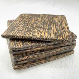 Classic black coconut wooden <b>coasters</b> for coffee & tea <b>drinks</b> natural <b>drink</b> <b>coaster</b> saucer set custom logo available - Product Image 2