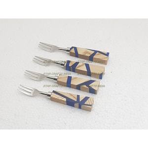 Juego de Cubiertos de acero inoxidable de alta calidad con mango de madera de resina Artículos de mesa Cubiertos Vajilla Utensilios de cocina Uso - Product Image 2