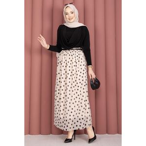 Breathable for Cream Polka Dot Chiffon Tulle Summer <b>Skirt</b> <b>Elastic</b> Waist Featuring Digital Print Leopard Pattern Ruffles Sweet - Product Image 4
