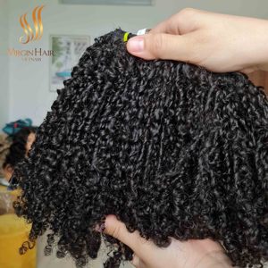 Extensiones de cabello humano Remy de donante vietnamita de alta calidad crudo sin costuras para cutícula rizada Pixie alineada con Clip Premium de proveedores - Product Image 3