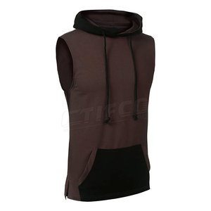 Secado rápido Sólido Invierno Hombres Sin mangas Sudadera con capucha Servicio OEM Diseño personalizado Poliéster/Algodón - Product Image 3