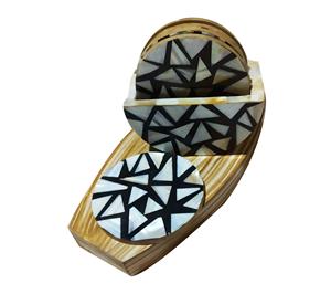 Unfinished Natural Wood Pieces Small Wood Slices Bulk Custom Classic Eco-Friendly Marble Wood <b>Coaster</b> <b>Set</b> Handmade - Product Image 5