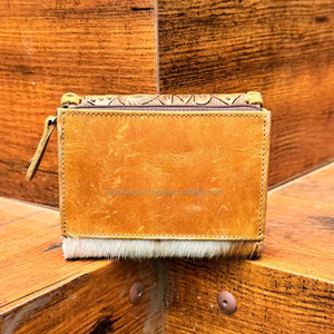 ใหม่จริงทําด้วยมือTooledผมบนของแท้หนังTrifoldกระเป๋าสตางค์ผู้หญิงตะวันตกสไตล์Cowhideกระเป๋าสตางค์ขายส่งกระเป๋าสตางค์หรูหรา - Product Image 5