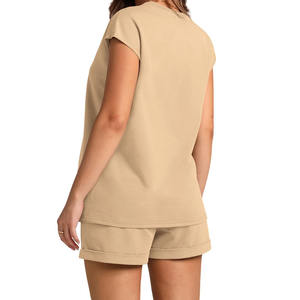 Survêtement d'été 100% coton à manches courtes confortable et respirant avec ceinture à cordon facile à porter - Product Image 2