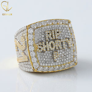Popular Design Round Brilliant Cut Lab Grown <b>Diamond</b> Square Design Customized Letter Men's Hip Hop Ring - Product Image 2
