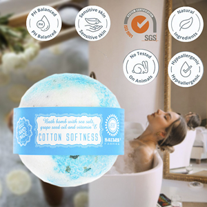 Bomba de Baño Suave de Algodón de Marca Privada, Limpia y Suaviza la Piel, Cuidado Delicado, Bola Efervescente, Producto Orgánico Vegano para Baño y Spa, OEM ODM Venta al por Mayor a Granel - Product Image 2