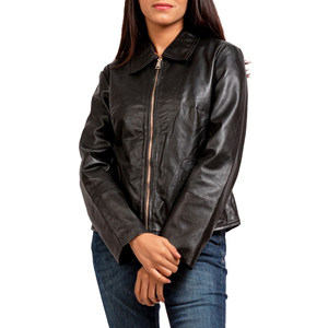 Ropa informal Chaqueta de cuero para mujer de tamaño adulto Fabricación genuina Chaqueta de cuero para mujer de diseño OEM genuino de la mejor calidad - Product Image 1