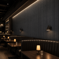 Panneau mural en pierre PU noir charbon WYRAX, texture fine linéaire en ardoise, revêtement décoratif 3D pour café, bar, intérieur commercial