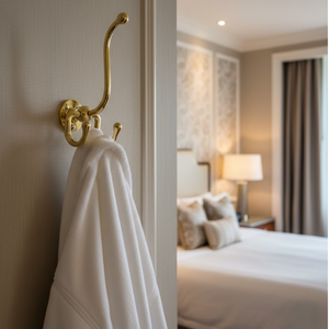 Gancho de Pared Clásico de Latón con Acabado Antiguo |   Organizador de Metal de Aluminio de Diseño Simple de Tamaño Mediano con 3 Ganchos para Decoración del Hogar - Product Image 4