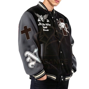 Easy To Wear Eco Friendly Loose Fit Varsity <b>Jacket</b> For <b>Men</b> Color Block <b>Letter</b> Print Streetwear College Baseball Varsity <b>Jackets</b> - Product Image 1