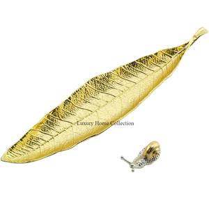 Juego de 3 candelabros de cera con diseño de hoja grande de aluminio fundido y quemador Bakhoor de incienso de fusión de la India al precio más barato - Product Image 4