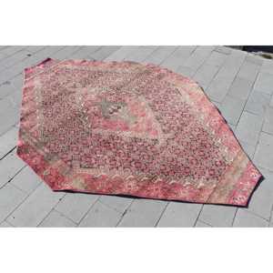 พรมวินเทจขนาด 5.6x8.1 ฟุต พรมตุรกีขนาดใหญ่ พรมลายจุดสีน้ำตาลแดง - Product Image 2