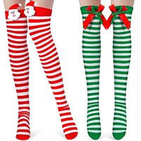 Chaussettes en polyester respirantes rayées canne à sucre WJN de haute qualité pour femmes, idéales pour l'hiver, le cosplay et Noël