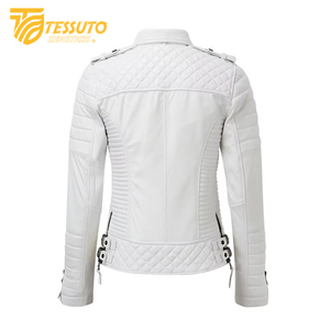 Chaqueta de Cuero Genuino para Mujer de Primera Calidad, Cuello Alto, Transpirable, Invierno, MOQ Bajo, Elegante - Product Image 4