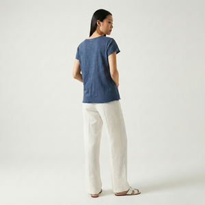 Camiseta de Manga Corta para Mujer, Transpirable, Informal, Lisa, 100% Algodón - Product Image 2