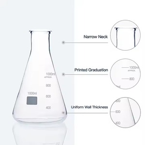 Matraz Erlenmeyer de cuello estrecho Super Duty de grado de laboratorio de 1000ml hecho de vidrio de borosilicato con borde reforzado - Product Image 3