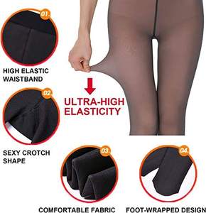 Leggings de punto con forro polar grueso translúcido de imitación de felpa, cálidos para invierno, para <span class=keywords><strong>mujer</strong></span> - Product Image 4