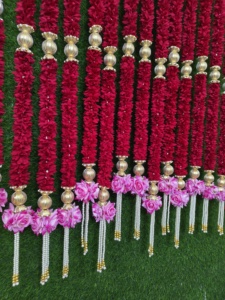 Rosa tela jazmín cadena Eid flor guirnalda evento Sur indio boda Floral decoración nupcial ducha Diwali Holi decoración del hogar - Product Image 4