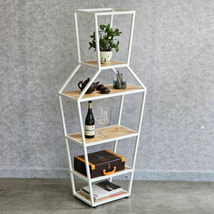 Estante Decorativo para Sala de Estar KTB68152, Estructura de Hierro en Forma de Florero, 70x30x160cm, Superficie de Madera de Caucho, Tipo de Instalación Vertical - Product Image 2
