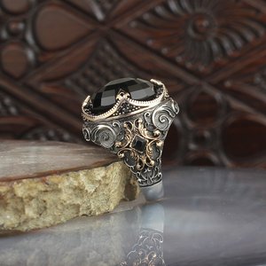 Anillos Turcos Hechos a Mano de Lujo en Plata de Ley 925 Chapados en Oro con Incrustaciones de Circonitas en Forma de Alas, Clásicos con Certificado IGI - Product Image 2