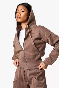 เซ็ตชุดวอร์ม2ชิ้นมีฮู้ดและกางเกงขาตรงสำหรับผู้หญิงกางเกงวอร์มยาวเต็มตัวระบายอากาศได้ดี - Product Image 5