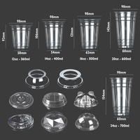 Vasos Desechables Transparentes de PET con Tapa y Logotipo Personalizado, 8, 12, 16, 20, 24, 32 oz, para Bebidas como Smoothies y Batidos