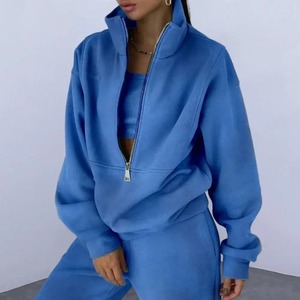 Trajes de sudor con cremallera de algodón orgánico 100%, chándales elegantes personalizados de primera calidad, conjunto de 2 piezas transpirable de diseño informal - Product Image 2