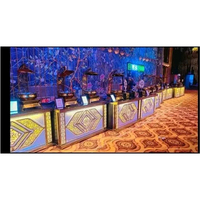 Comptoir de présentation de nourriture de mariage modulaire pour la restauration et les réceptions | Table de buffet design en acier inoxydable avec panneaux LED