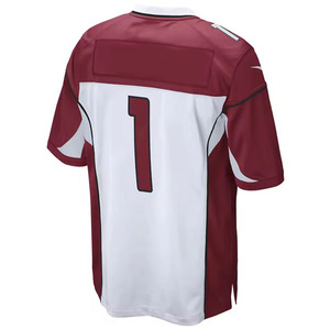 Camiseta de Fútbol Americano Personalizable para Hombre, Cuello en V, Manga Corta, Absorbe la Humedad, Número 1, Rojo y Blanco, Poliéster, Deportiva - Product Image 3