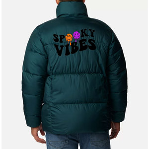 Veste d'hiver matelassée en coton pour homme, style urbain, avec capuche amovible, col montant, chaude et épaisse, design bulle, logo frontal - Product Image 2