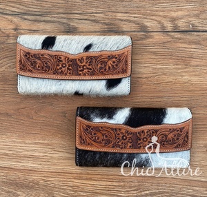 Cartera tallada a mano, funda de teléfono de embrague, elegante Cartera de piel de vaca, usos múltiples, nuevo diseño, carteras de cuero occidental - Product Image 1