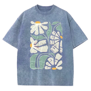 T-shirt 100% coton délavé à l'acide pour hommes poids lourd grande taille surdimensionné sérigraphie personnalisée Logo Plus graphique vierge - Product Image 5