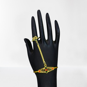 Plaqué or rouge vert pierre saoudien arabe africain dubaï indien spécial nouveau Design traditionnel Bracelet bracelets avec anneau de doigt - Product Image 6